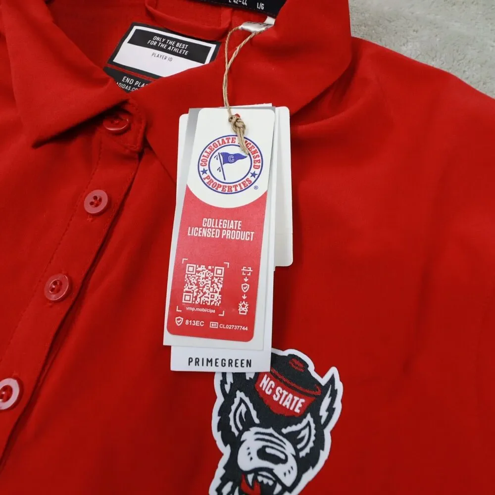 Adidas NC‎ Sate Wolf Pack Logo Red Short Sleeve Polo Shirt size Large NWT